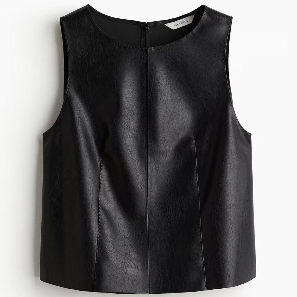 Hm black faux leather tank